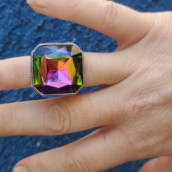 New Amazing Mystic Topaz 925 Silver Statement Ring. - Picture 6 of 16